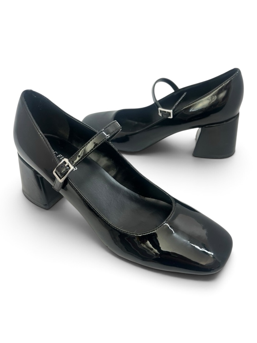 Marc Fisher Black Patent Leather Mary Jane Block Heel Size 7.5
